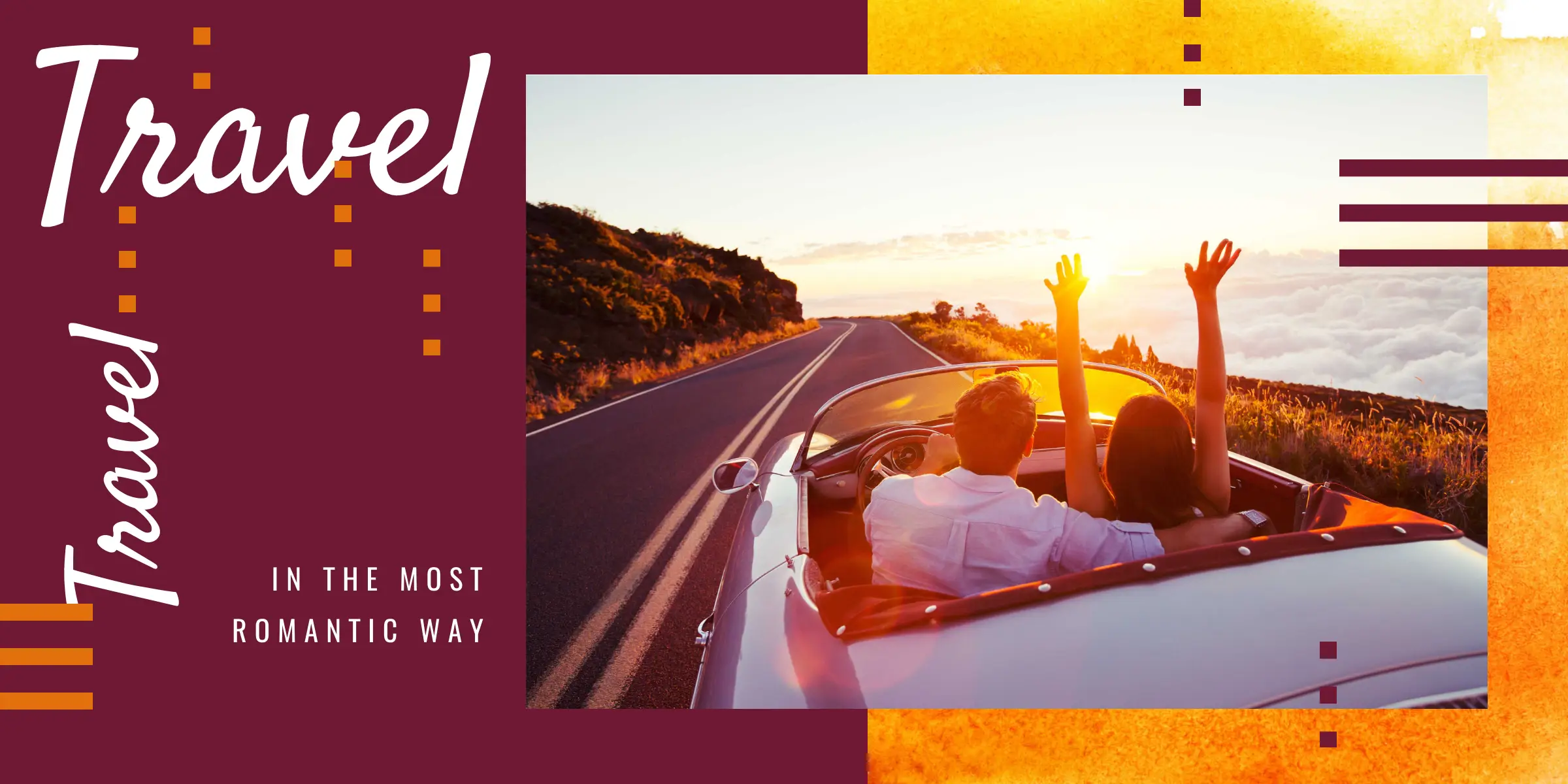 Ubezpieczenie turystyczne - mężczyzna i kobieta w samochodzie typu kabriolet