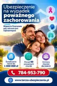 TARCZA Ubezpieczenie na wypadek poważnego zachorowania - Rodzina promująca ubezpieczenie zdrowotne.
